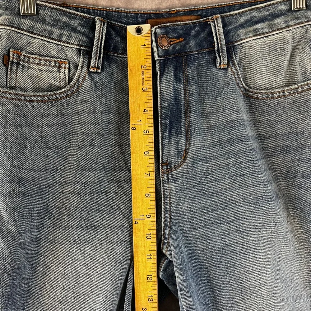 Judy Blue Boyfriend Jeans Womens 7/28 Blue Raw Hem‎ High Rise Stretch JB88818 MD